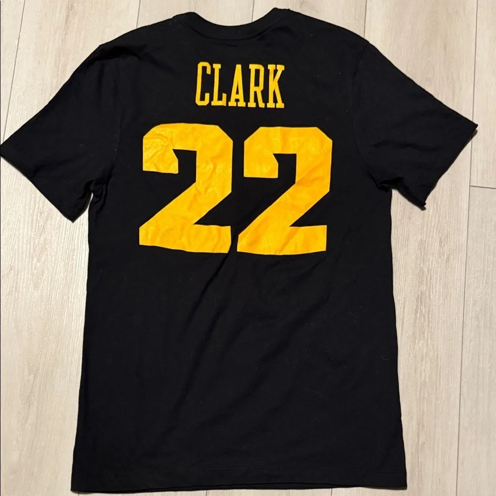 Nike Men’s Black Iowa Graphic Tee with Gold Print #22 Clark Size S